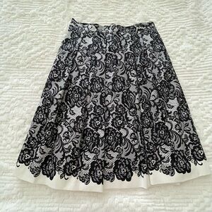 White House Black Market Black Floral Lace A-Line Skirt